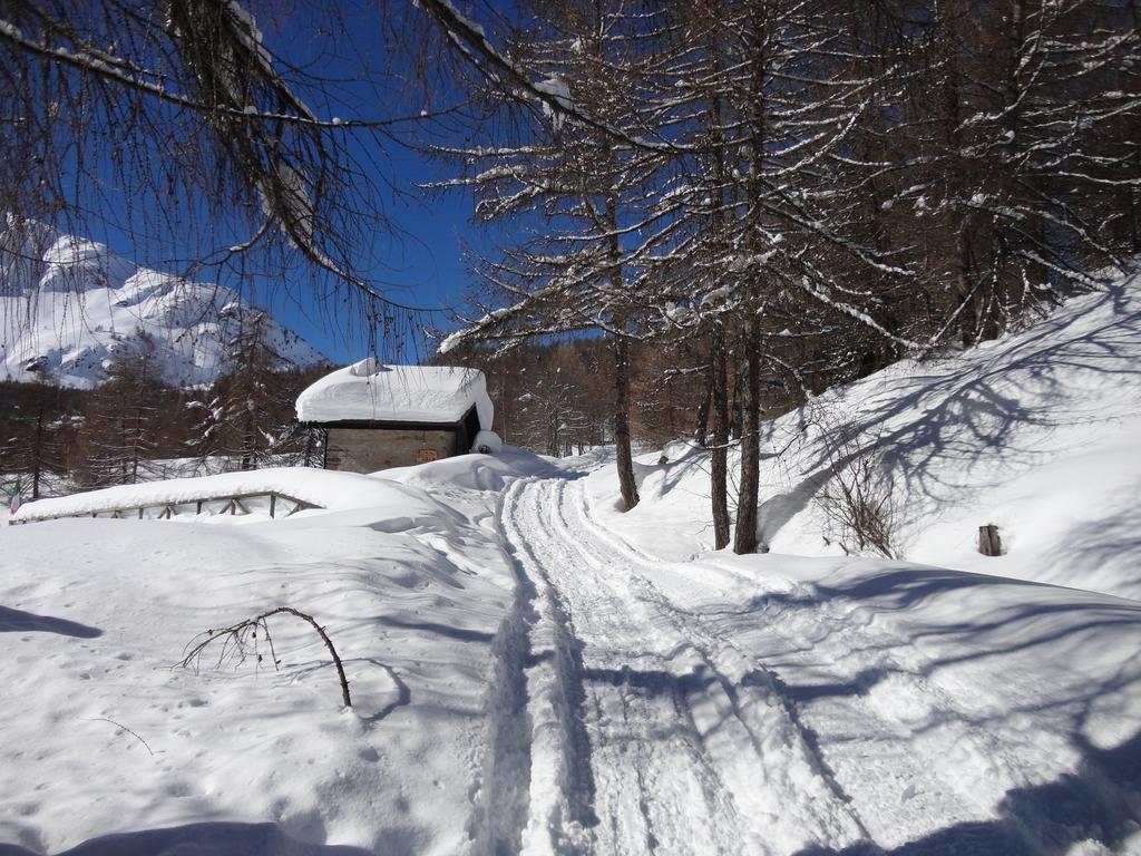 Rifugio Al Lago Del Mortirolo In Inverno Raggiungibile Solo A Piedi Monno Exteriör bild